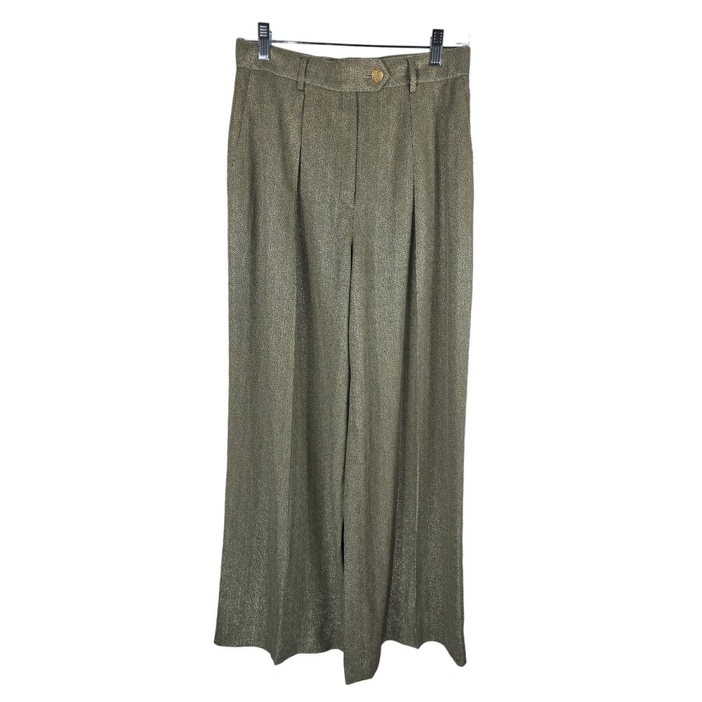 Escada Margaretha Ley Gold Wide Leg Women's Dress Business Work Pants 38 - US 8